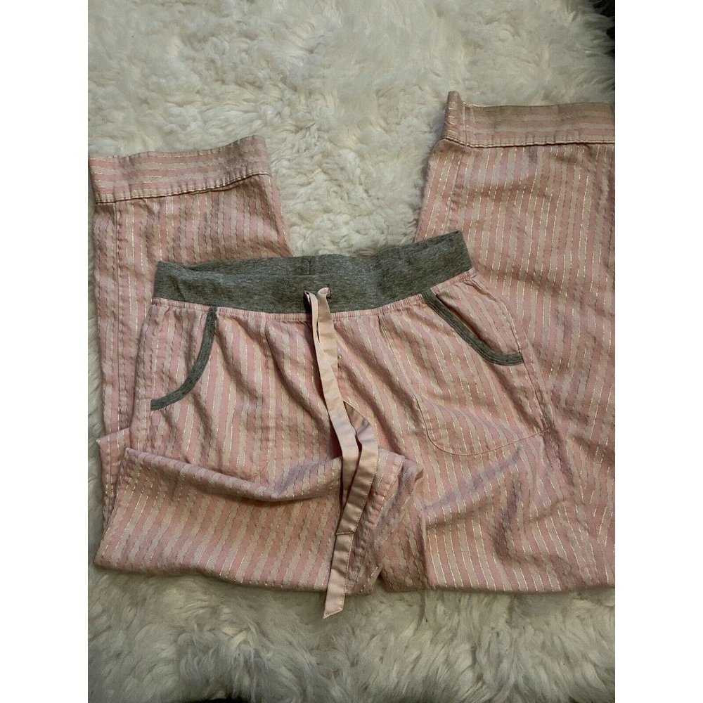 Victorias Secret PJ Pink STRIPE Pajama Bottoms Pants Metallic Women’s Size S - Picture 3 of 6